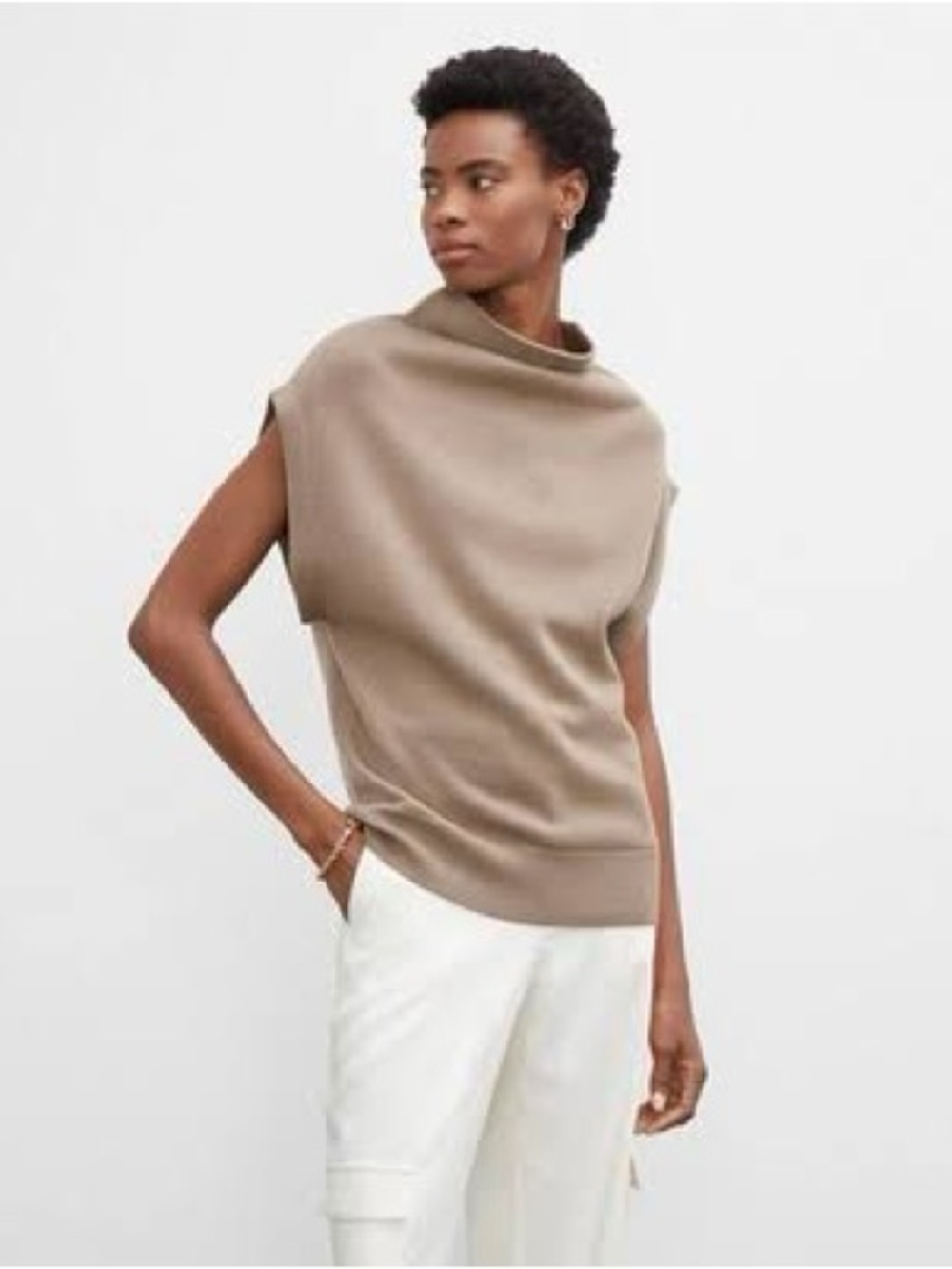 Club Monaco Taupe Sleeveless Abhy Sweater merino wool